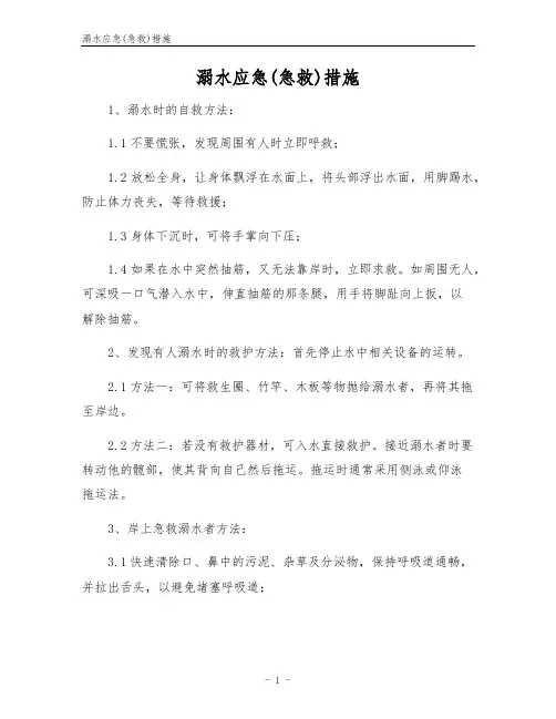溺水应急(急救)措施