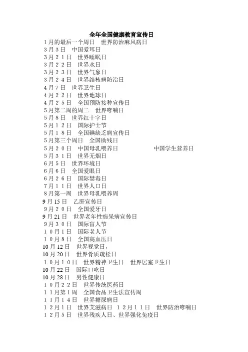 全年健康宣传日