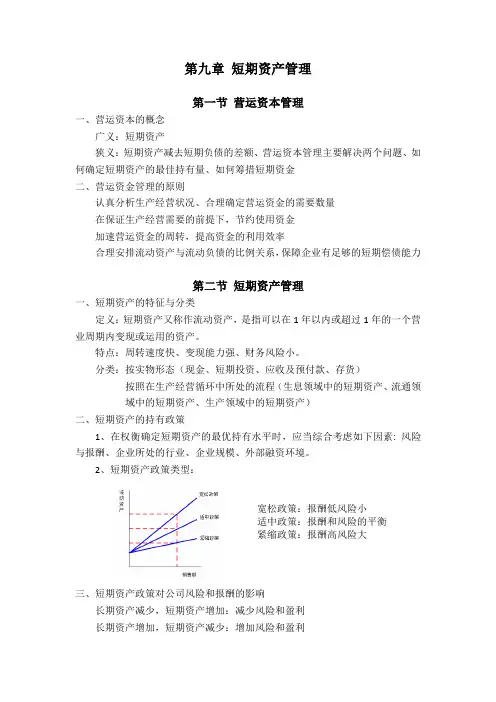 总结：第九章-短期资产管理