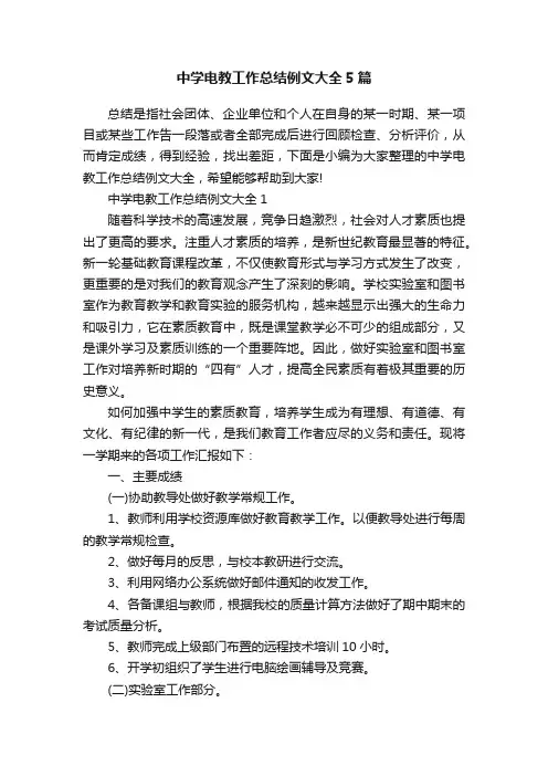 中学电教工作总结例文大全5篇