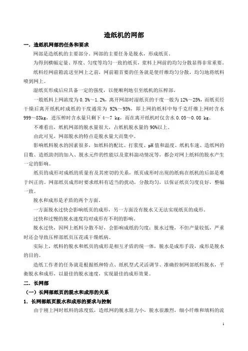 造纸机的网部