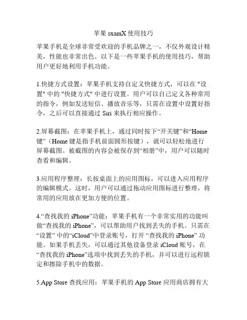 苹果sxamX使用技巧