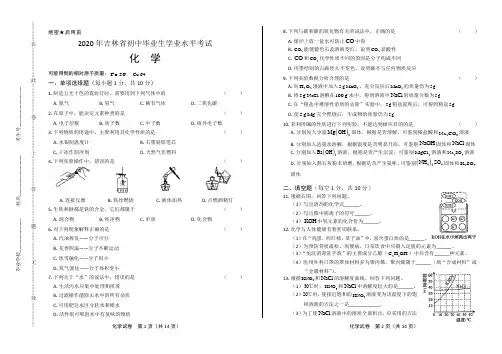 2020年吉林省中考化学试卷(附答案与解析)
