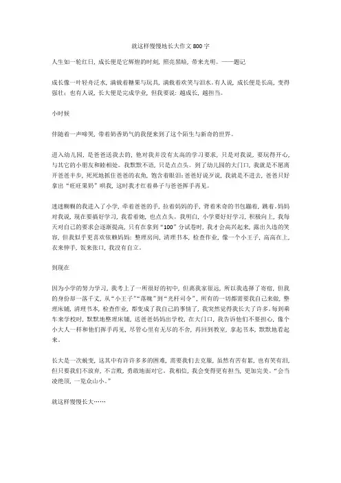 就这样慢慢地长大作文800字-3高分作文
