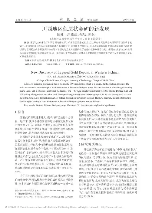 川西地区似层状金矿的新发现(侯林,汪雄武,张欣,陈兵,《有色金属(矿山部分)》2009.5)