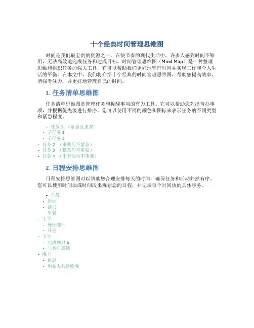 十个经典时间管理思维图