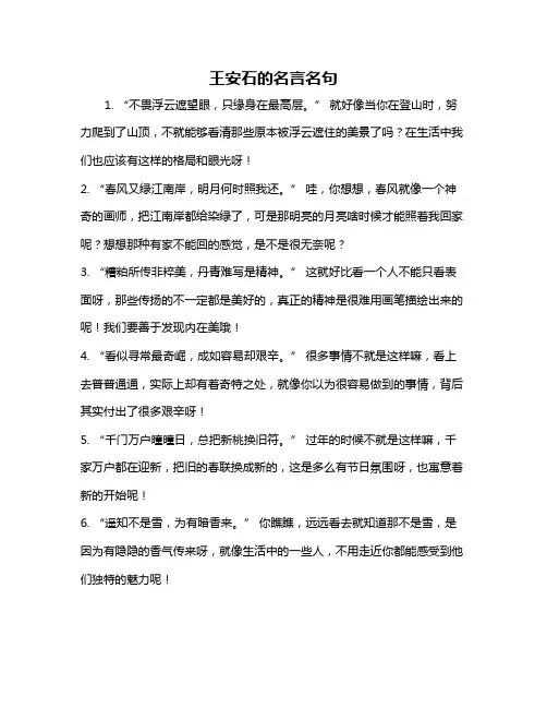 王安石的名言名句