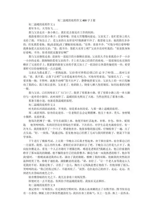 初二温暖的旅程作文600字5篇