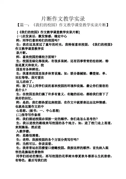 作文范文之片断作文教学实录