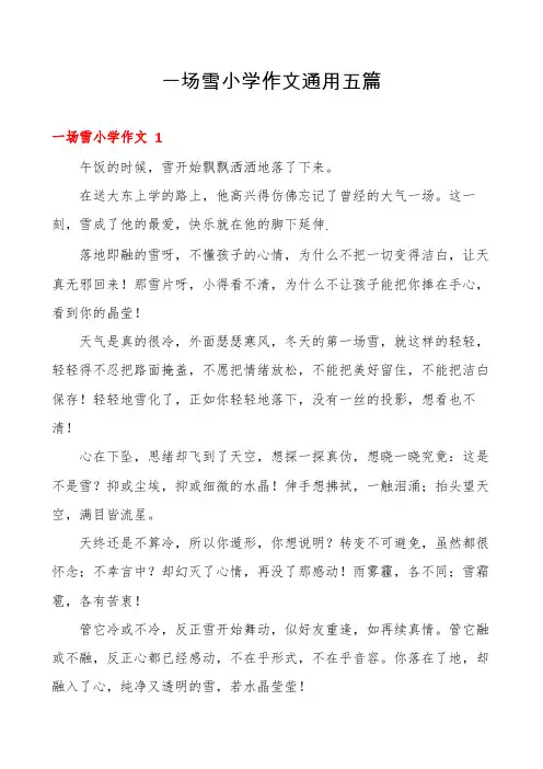 一场雪小学作文通用五篇