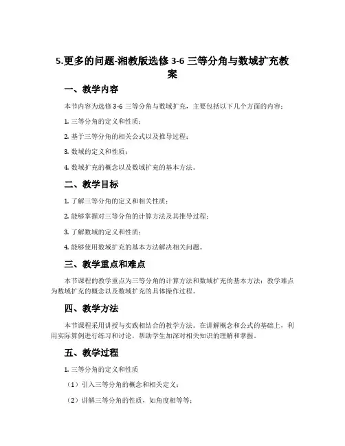 5.更多的问题-湘教版选修3-6三等分角与数域扩充教案