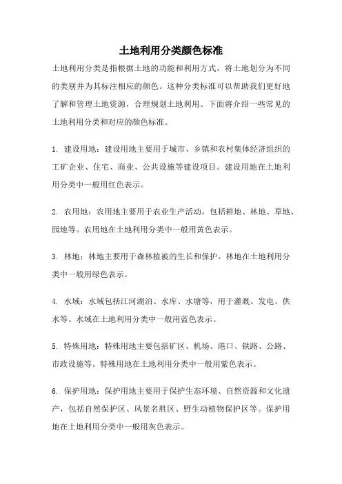 土地利用分类颜色标准