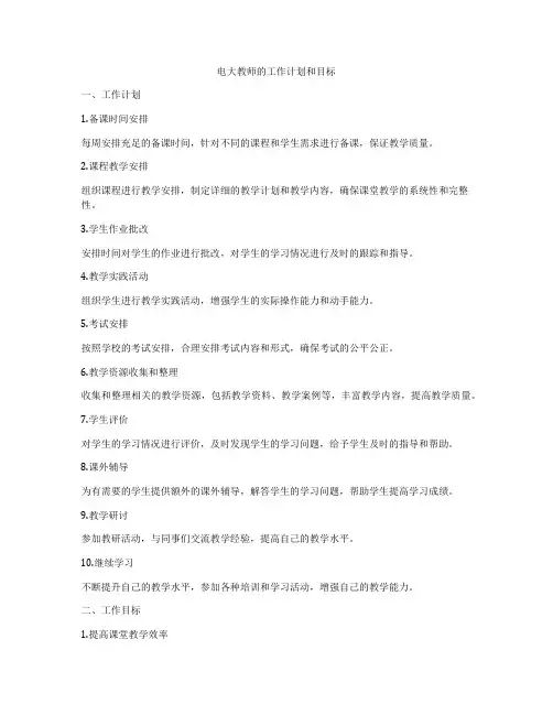电大教师的工作计划和目标
