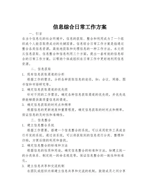 信息综合日常工作方案