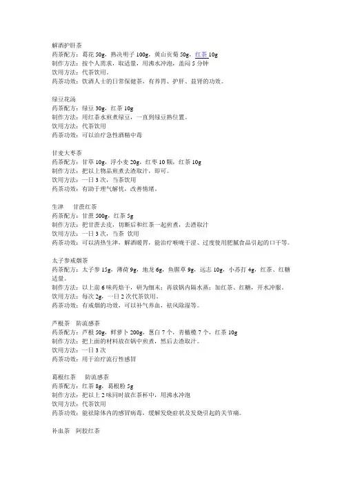 茶疗药用配方