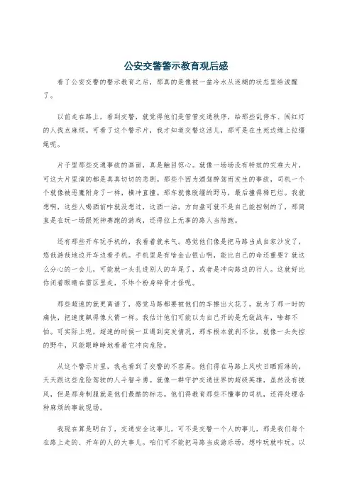 公安交警警示教育观后感