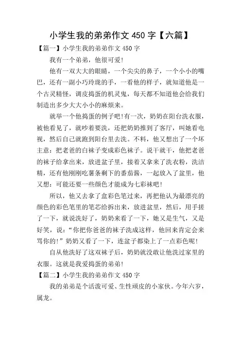小学生我的弟弟作文450字【六篇】