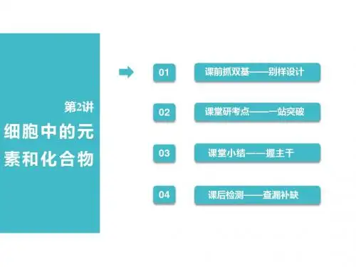 2019版高考生物一轮复习第1部分分子与细胞第一单元细