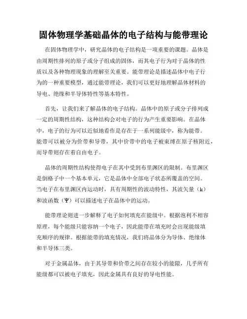 固体物理学基础晶体的电子结构与能带理论