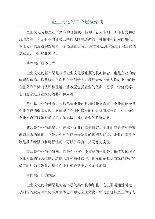 企业文化的三个层级结构