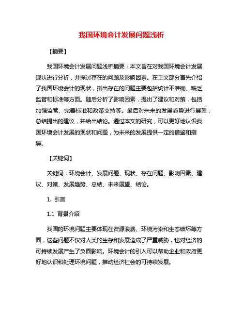 我国环境会计发展问题浅析