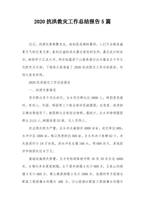 2020抗洪救灾工作总结报告5篇