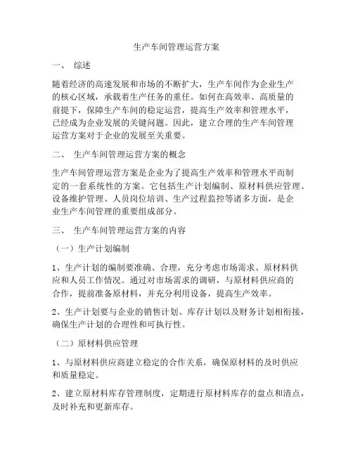 生产车间管理运营方案