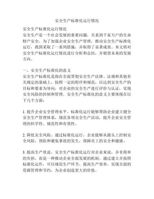 安全生产标准化运行情况