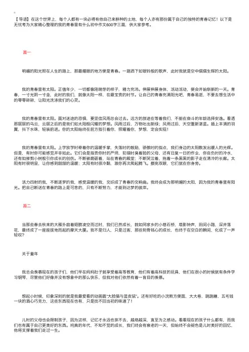 我的青春里有什么初中作文600字三篇