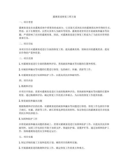 灌溉渠道修复工程方案