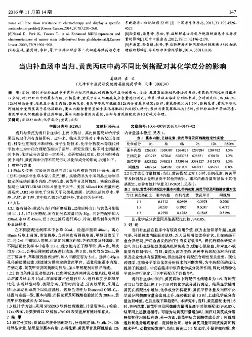 当归补血汤中当归、黄芪两味中药不同比例搭配对其化学成分的影响