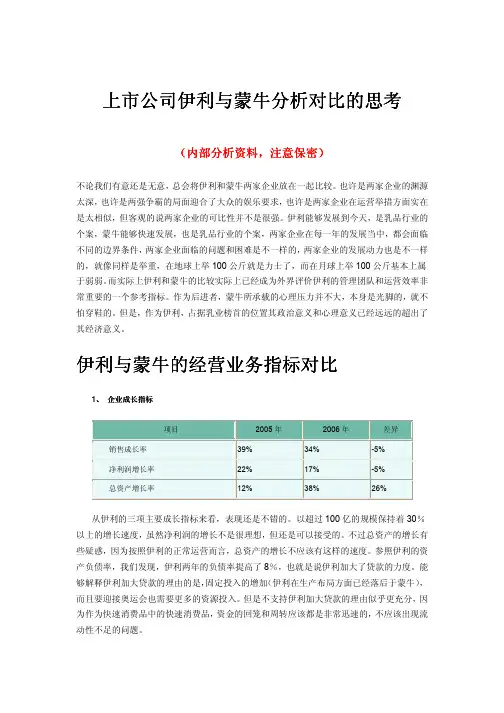 蒙牛伊利分析对比
