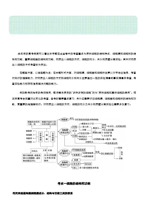 2019届高考生物二轮复习专题2：细胞的结构基础Word版含答案