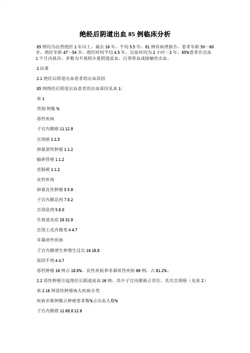 绝经后阴道出血85例临床分析