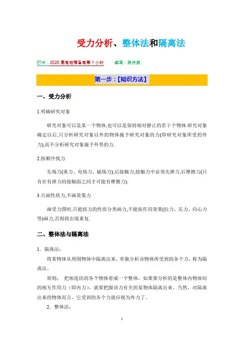 1.受力分析、整体法和隔离法