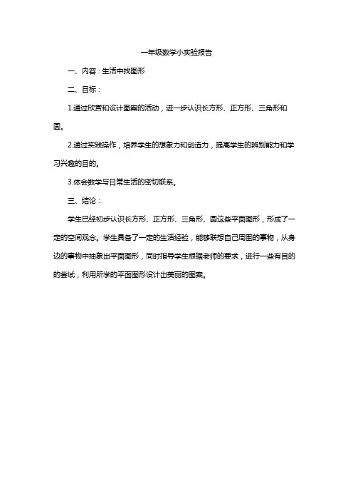 一年级数学小实验报告