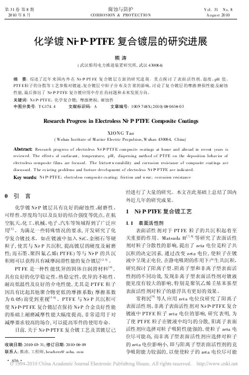 化学镀Ni_P_PTFE复合镀层的研究进展