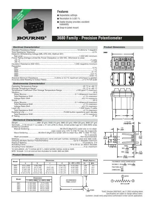 3680系列精密潜入杆电阻器产品说明书