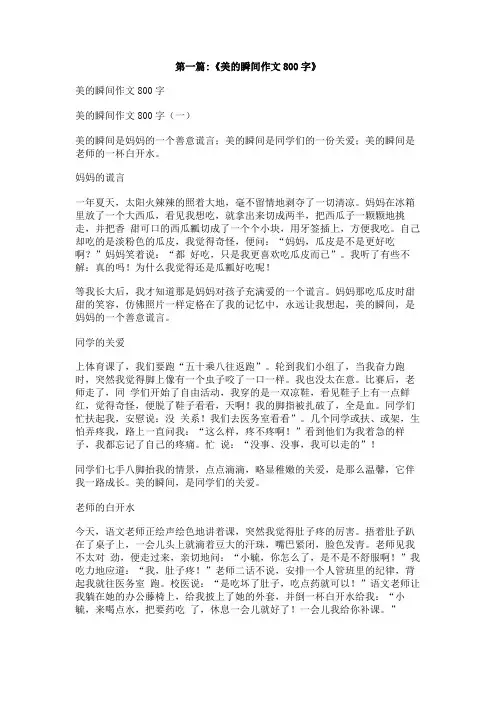 在瞬间感受美作文800