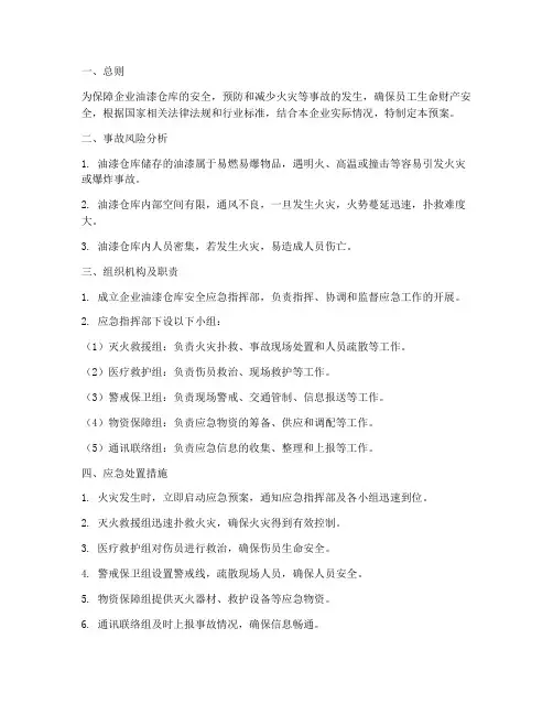 企业油漆仓库安全应急预案