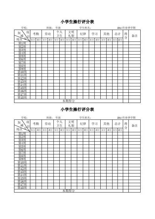 学生操行评分表