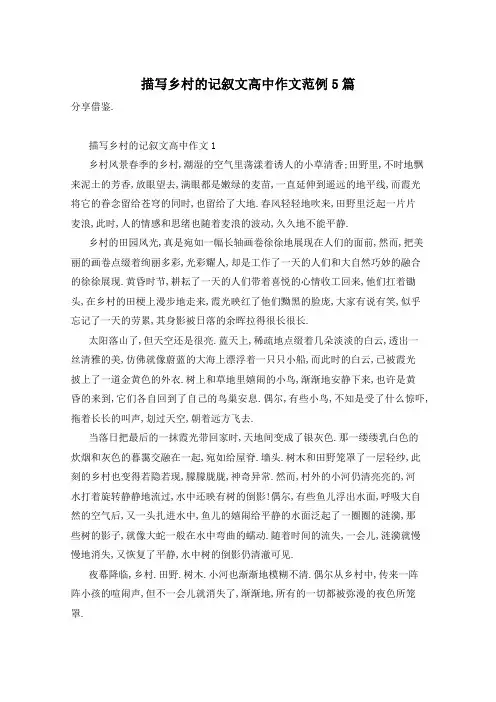 描写乡村的记叙文高中作文范例5篇