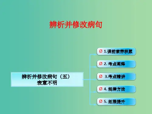 高考语文一轮复习 语言文字运用 辨析并修改病句(五)表意不明课件 新人教版