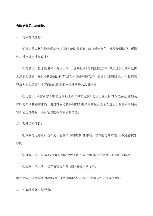 弗洛伊德三个理论
