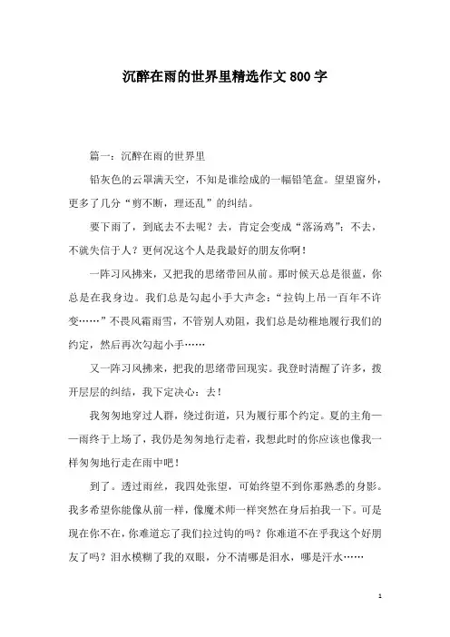 沉醉在雨的世界里精选作文800字