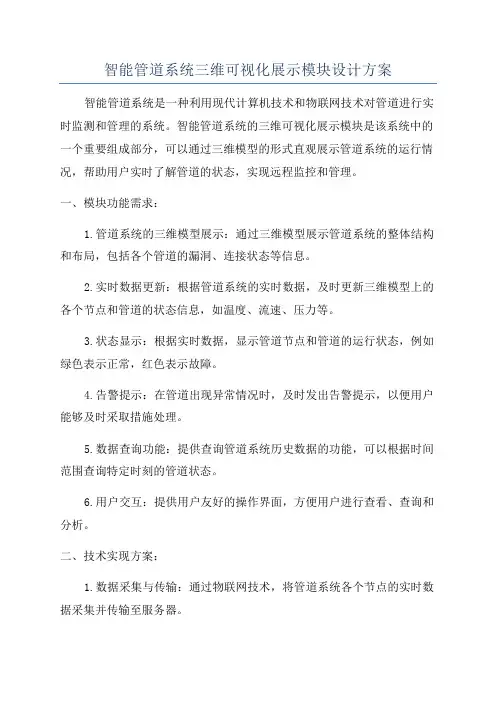 智能管道系统三维可视化展示模块设计方案