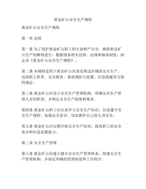 黄金矿山安全生产规程