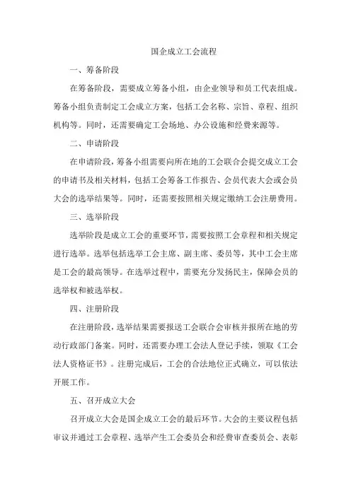 国企成立工会流程