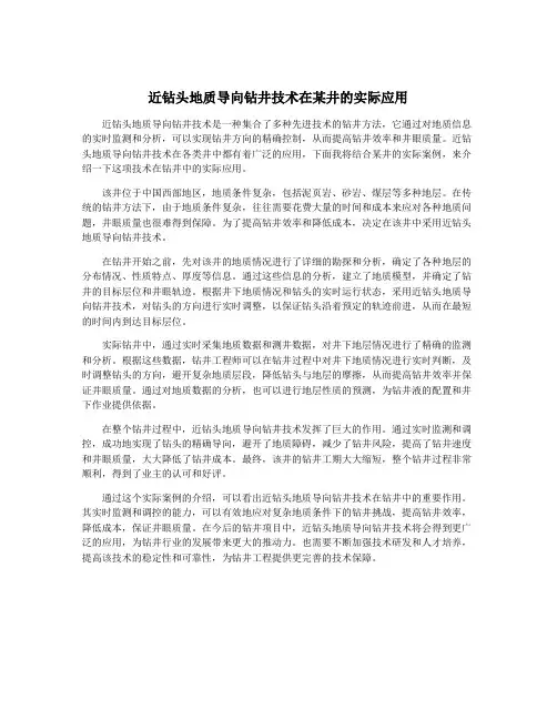 近钻头地质导向钻井技术在某井的实际应用