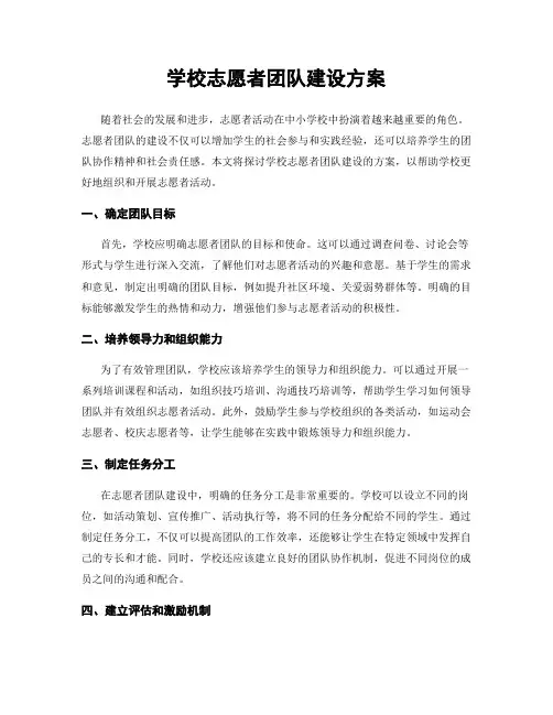 学校志愿者团队建设方案